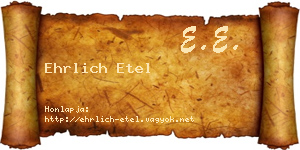 Ehrlich Etel névjegykártya